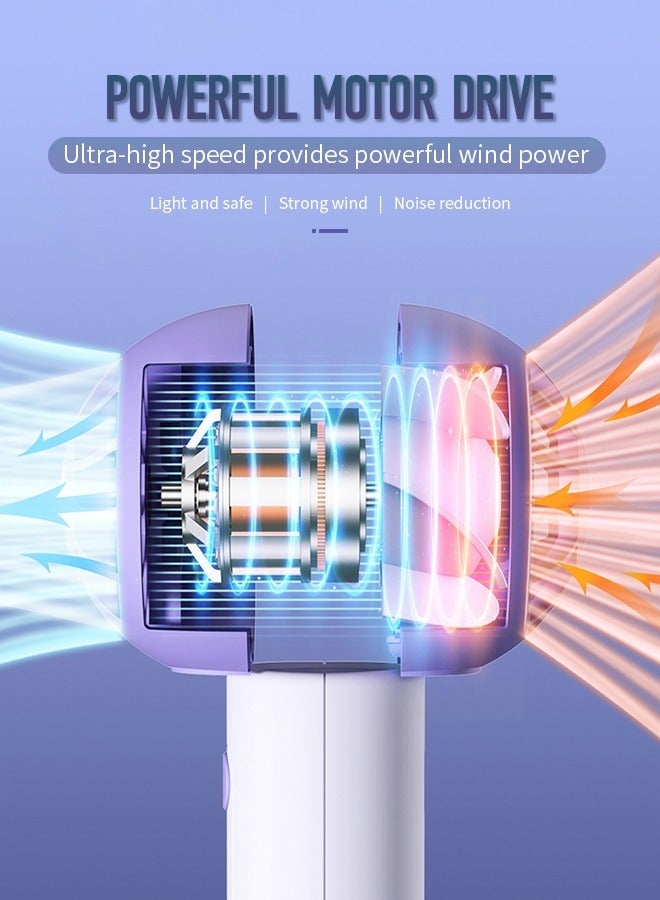 Portable Handheld Fan, 3-Speed Adjustable Personal Fan with Strong Wind & Low Noise (30dB), Child-Safe Blades & Pocket-Sized Fan, Summer Travel Must-Have Purple - Image 5