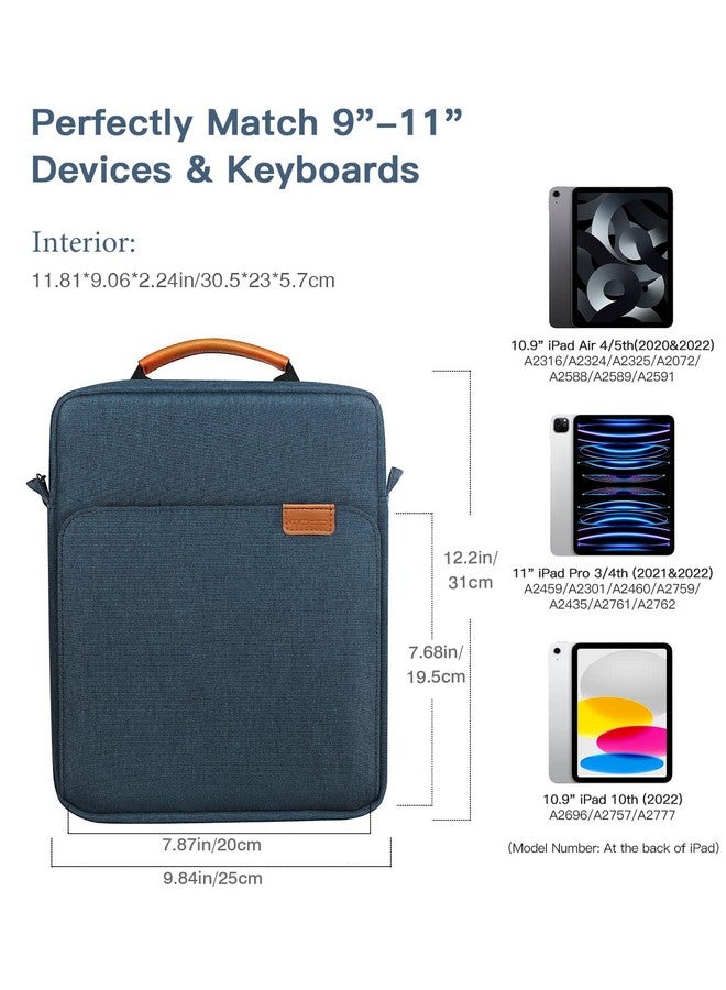 موكو حقيبة حمل بمقبض من MoKo 9-11 بوصة مع حزام كتف تناسب أجهزة iPad Pro M4/iPad Air M2 الجديدة مقاس 11 بوصة، وiPad 10th 10.9، وiPad 9/8/7th 10.2، وiPad Air 5/4th 10.9، وTab S8/S9 11، باللون النيلي - Image 2