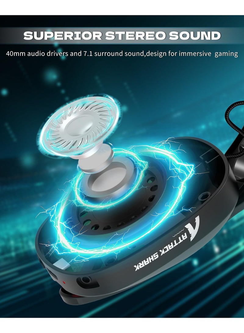 Attack Shark L90 RGB Wireless Gaming Headset for PS4/PS5/PC/Xbox,2.4Ghz Bluetooth Gaming Headphone with Mic,Lightweight,Foldable,Customize via Software - Black - Image 2