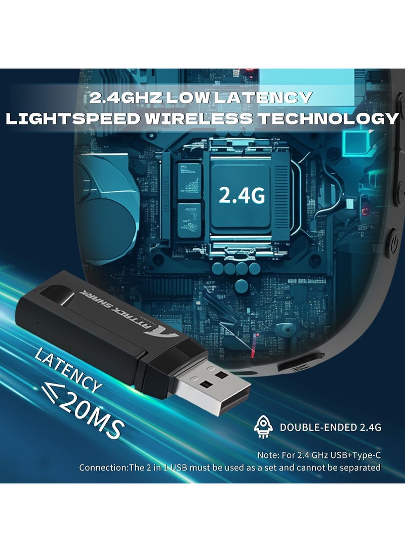 Attack Shark L90 RGB Wireless Gaming Headset for PS4/PS5/PC/Xbox,2.4Ghz Bluetooth Gaming Headphone with Mic,Lightweight,Foldable,Customize via Software - Black - Image 3