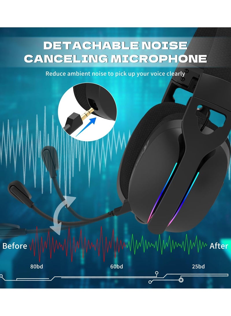 Attack Shark L90 RGB Wireless Gaming Headset for PS4/PS5/PC/Xbox,2.4Ghz Bluetooth Gaming Headphone with Mic,Lightweight,Foldable,Customize via Software - Black - Image 5