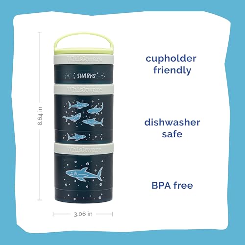 Whiskware Stackable Snack Containers for Kids and Toddlers, 3 Stackable Snack Cups for School or Travel, Sharks(Pack of 1) - Image 2
