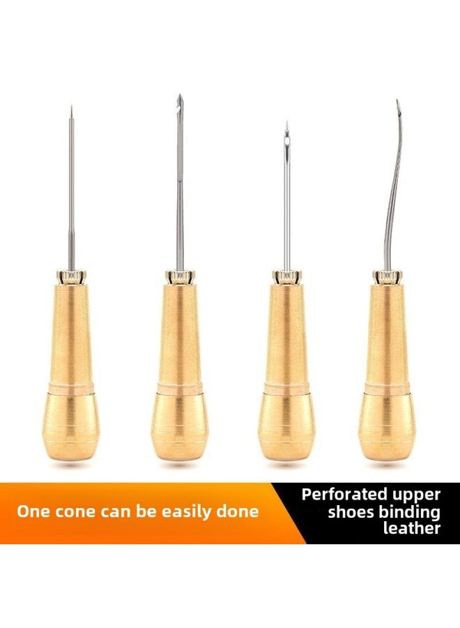 4 Awl Needle Straight Hook Straight Round Hole Crochet Shoe Repair Needle Manual Shoe Needle Change Needle Shoe Cone Zheng Xiao-Color:Copper Handle + Three Needles - Image 4