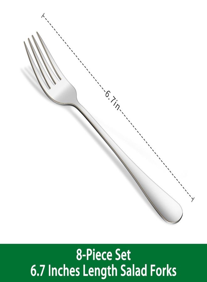 Dehov 8-Piece 6.7'' Salad Forks Set,Durable Dishwasher Safe Stainless Steel Dessert Forks,Silverware Fork,Fltaware Fork For Home Kitchen - Image 2
