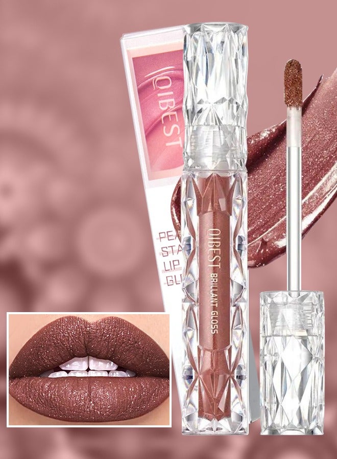 QiBest Pearly Stay Lip Gloss Diamond Matte Lip Oil Gloss Glitter Metallic Liquid Lipstick Glitter Shimmer Lip Glaze Shimmery Finish High Pigment Long Lasting Lip Gloss Tint Makeup No.02 - Image 1