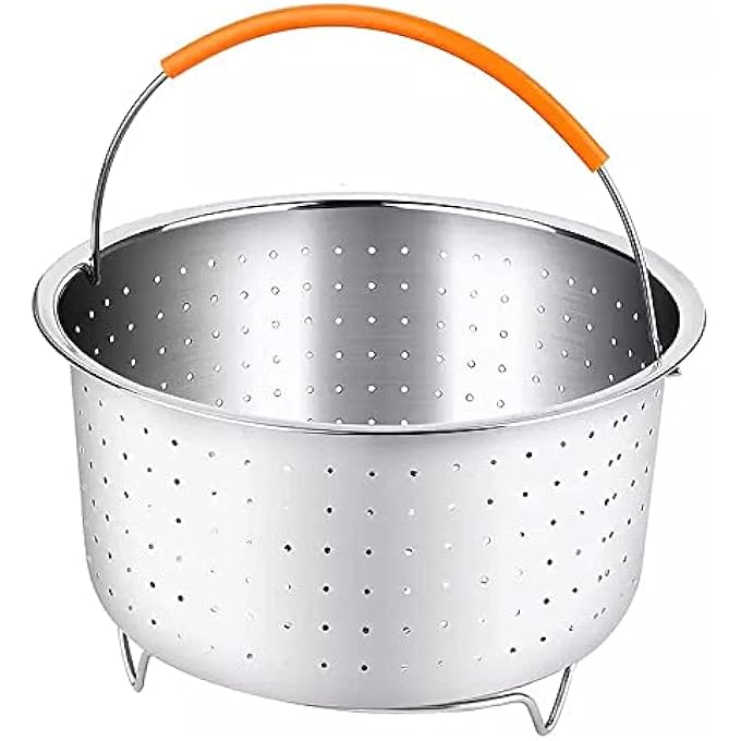 KASTWAVE Sturdy Steamer Basket 304 Stainless Steel Steamer Insert With Silicone Handle Multifunctional Pressure Cooker Accessories For Steaming Vegetables Corn Eggs Rice Meat3Qt - Image 1
