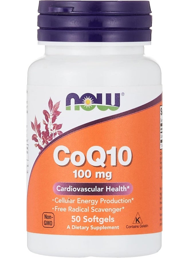 NOW Foods CoQ10 100 mg Softgels - 50 Count - Image 1