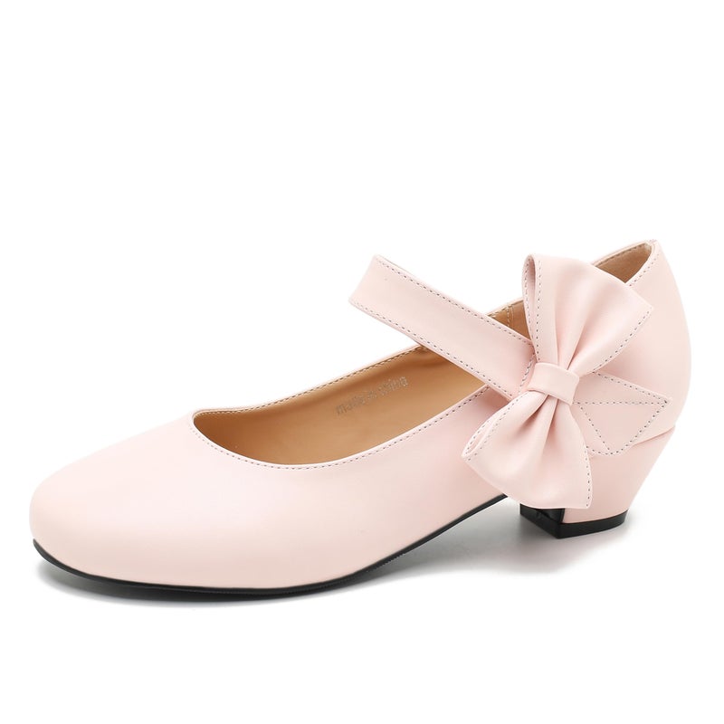 Peijely Womens Bow Mary Jane Low Chunky Heel Pumps Ankle Strap Side Bow Round Toe Dress Wedding Party Shoes Pink Matte 42 US 10