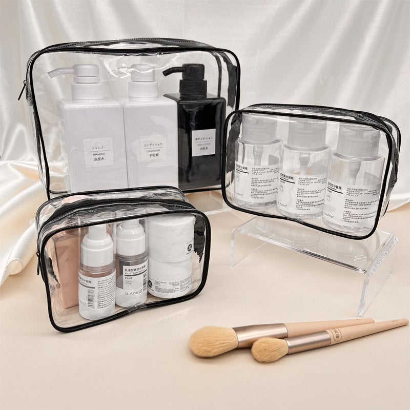 Foreign trade special large capacity PVC wash bag portable easy storage cosmetic bag transparent travel waterproof travel Black