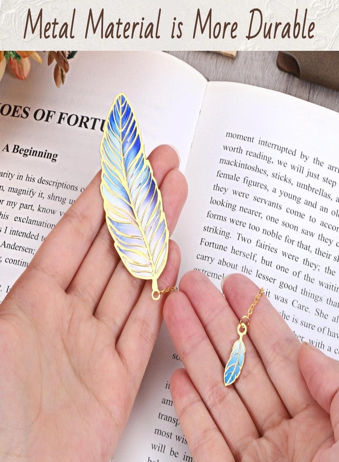 Larrel 4PCS Metal Feather Bookmarks, Feather-Shaped Metal Bookmarks with Chain, Elegant Bookmark Set for Reader, Writer, Teacher and Student, Vintage-Inspired Book Marks Set for Women and Men, Valentine Gift - Image 5