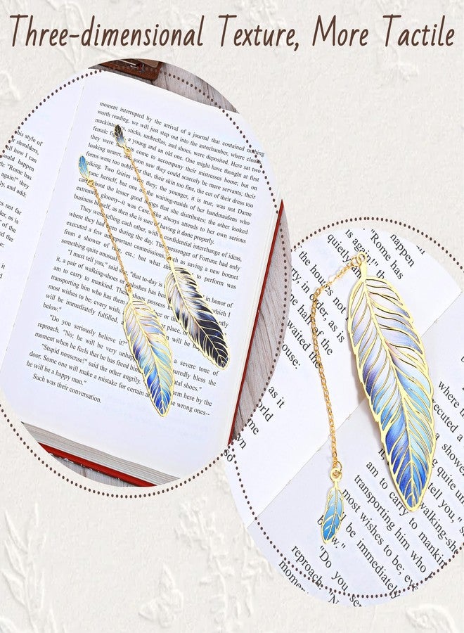 Larrel 4PCS Metal Feather Bookmarks, Feather-Shaped Metal Bookmarks with Chain, Elegant Bookmark Set for Reader, Writer, Teacher and Student, Vintage-Inspired Book Marks Set for Women and Men, Valentine Gift - Image 4