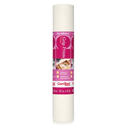 ConTact Brand Grip Prints Shelf Durable and NonAdhesive NonSlip Drawer and Cabinet Liner 12 x 5 White 6 Count