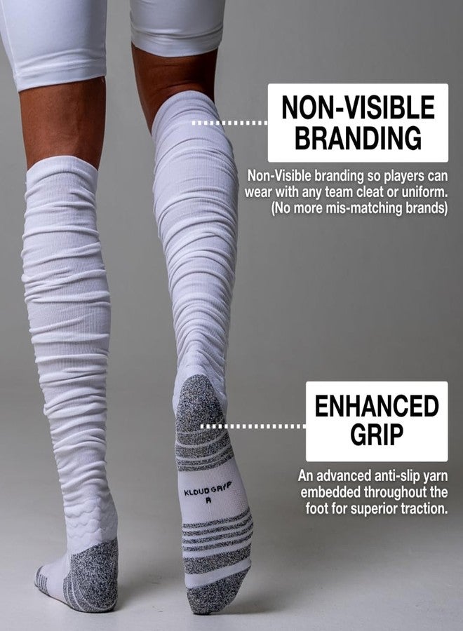KUTFTBL Pre-Scrunched Football Socks with Built-In Hidden Elastic Bands Performance Fabric, Above or Below the Knee, Size 6-9.5 – White - Image 5