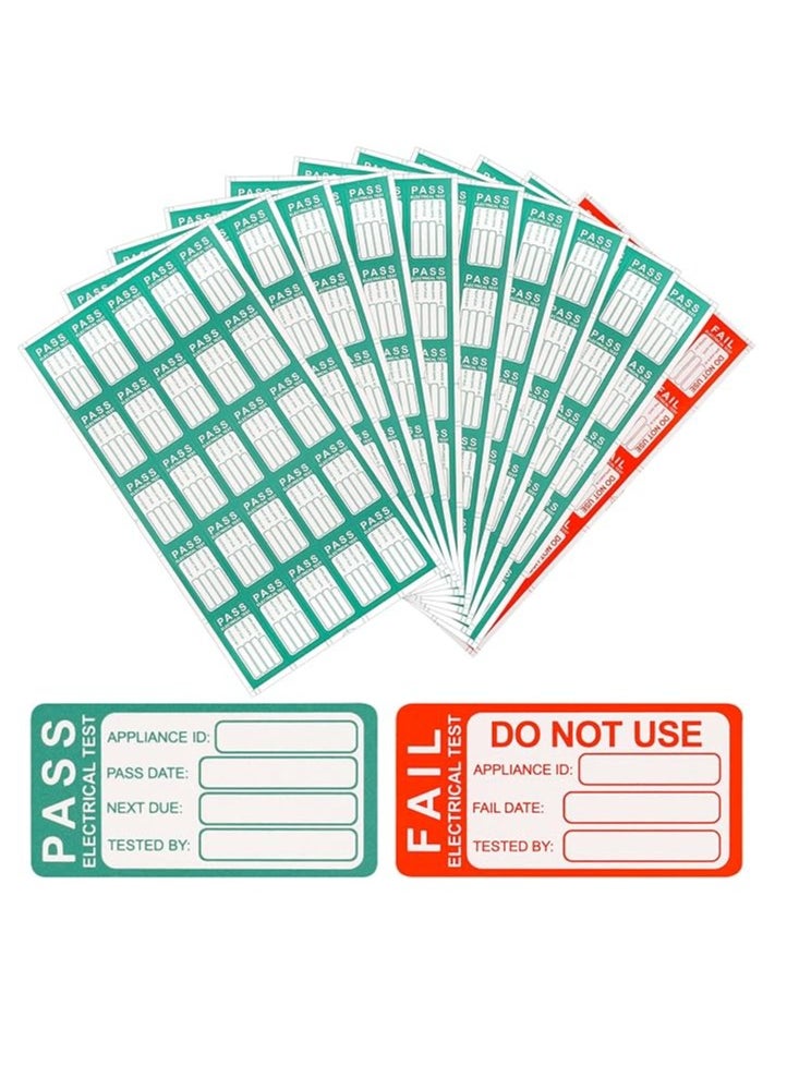 Midwest - Pat Testing Stickers, 250 PCS Pass & 25 PCS Fail Pat Testing Labels, Green and Red Pat Test Labels for Electronic Portable Appliance Safety Test(1 * 1.6 in) - Image 1