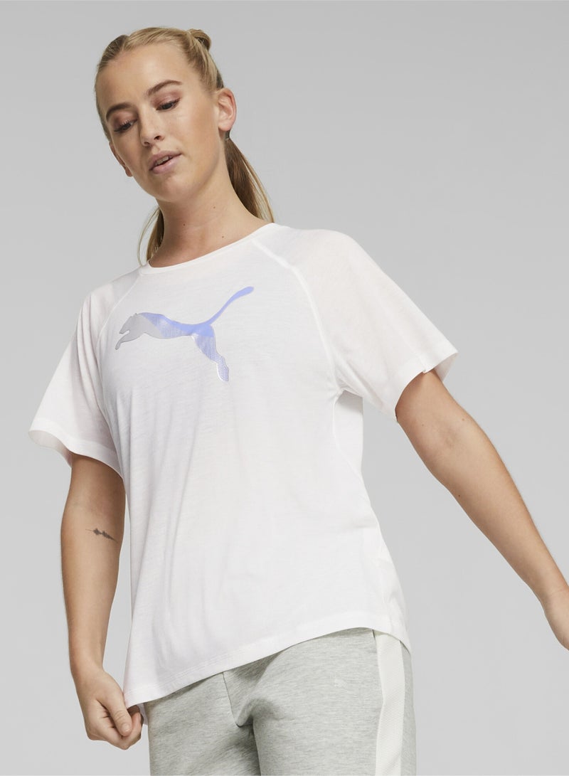 PUMA EVOSTRIPE Womens White T-shirt - Image 1