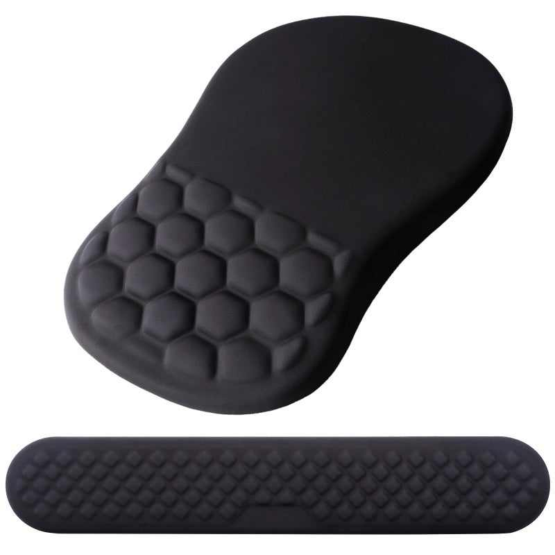 Mouse Pad Wrist Support Laokiiy 2 in1 Keyboard Wrist Rest Ergonomic Mouse Pad NonSlip Wrist Rest for Computer Keyboard Made Easy Typing Relieve Wrist PainBlack