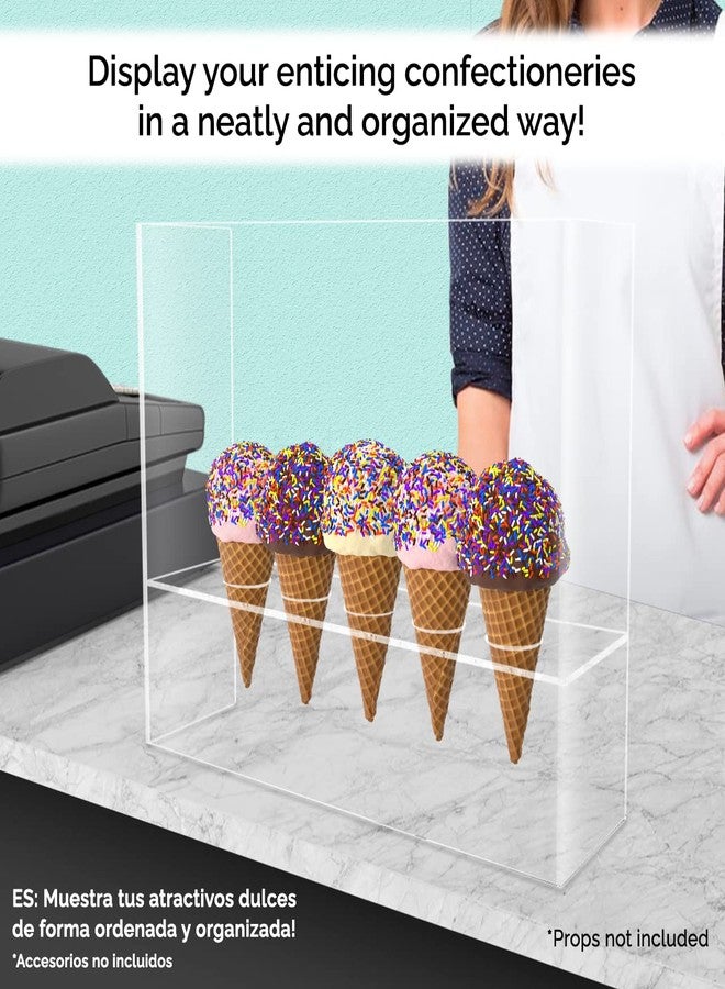 Marketing Holders Ice Cream Cone Holder 5 Slot Clear Acrylic Countertop Dessert Display with Sneeze Guard No Assembly for Restaurants Catered Events and Buffets - Image 3