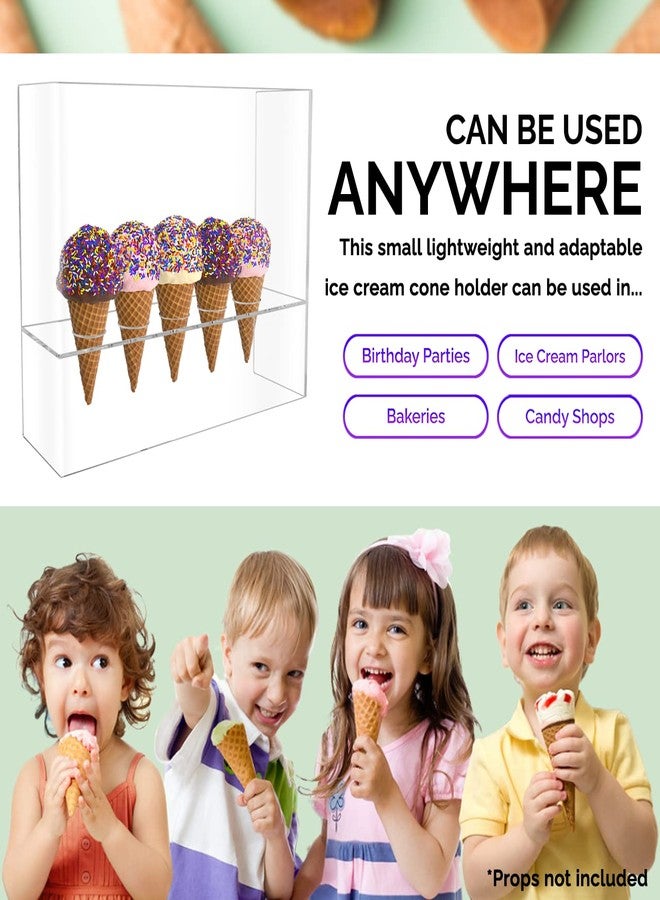 Marketing Holders Ice Cream Cone Holder 5 Slot Clear Acrylic Countertop Dessert Display with Sneeze Guard No Assembly for Restaurants Catered Events and Buffets - Image 2