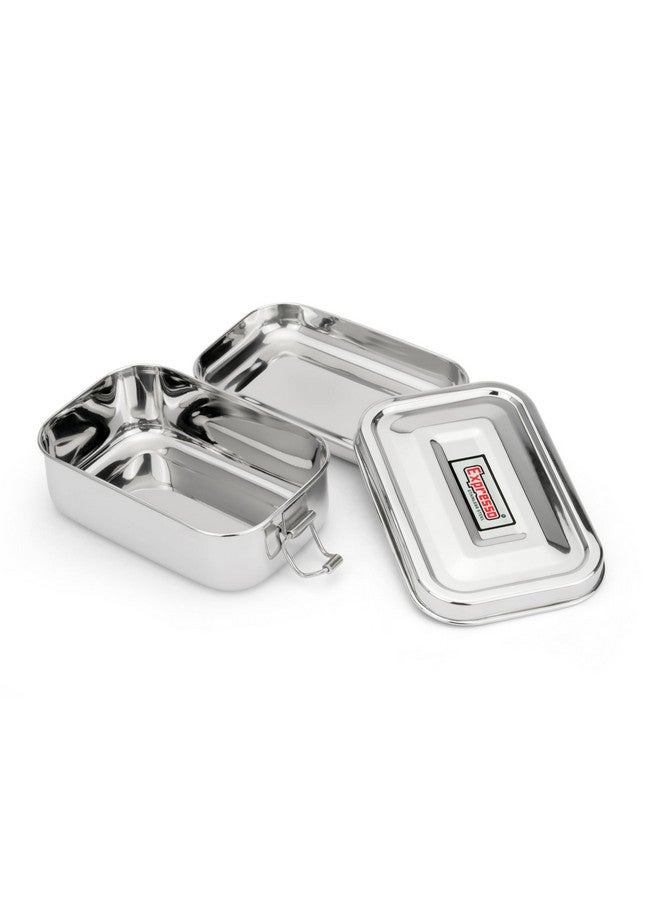 Expresso Steel Tiffin Box for Office | Stainless Steel Lunch Box 500 ML with Inner Plate | Traditional Design Glossy Finish Steel Box in Silver(Samurai) - Image 2