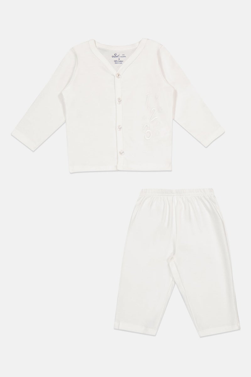 POPEES Toddlers Boy 2 Pieces Embroidered Top And Bottom Set, White - Image 2