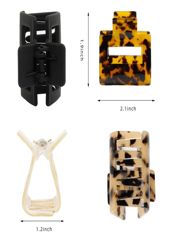 TEBIEKOY Hair Claw Clips for Women 4Pcs 2" Small Claw Clips Tortoise Shell Leopard Hair Clips for Thin Thick Hair Strong Hold Acetate French Clip Nonslip Jaw Clip Hair Accessories - Image 2