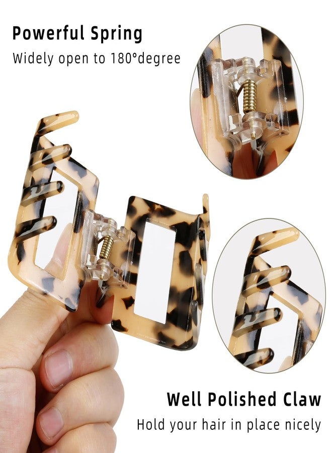 TEBIEKOY Hair Claw Clips for Women 4Pcs 2" Small Claw Clips Tortoise Shell Leopard Hair Clips for Thin Thick Hair Strong Hold Acetate French Clip Nonslip Jaw Clip Hair Accessories - Image 3