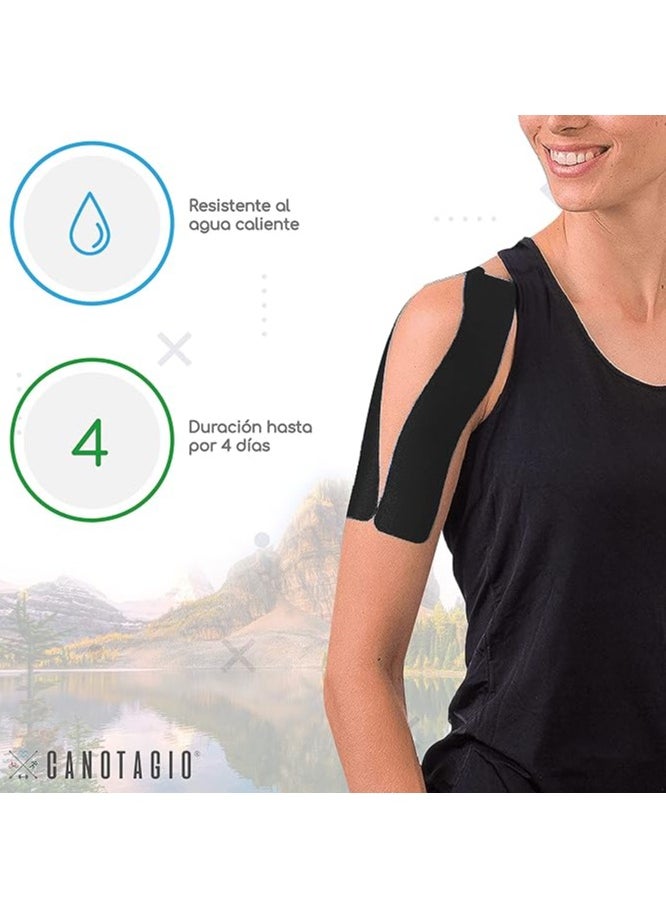 Generic - Canotagio Kinesiology Tape for Physical Therapy 5cm Kt Tape Uncut. Athletic Tape for Muscles. Water Resistant Kinetic Tape for Knee Shoulders & Elbows. Kinesio Tape. Cinta Kinesiologica Black - Image 1