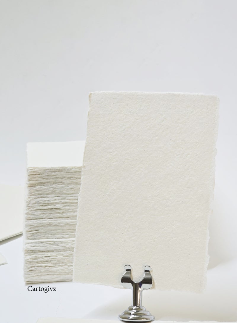 cartogivz Off-White Deckle Edge Cotton Paper A6 (10 sheets) - Image 2