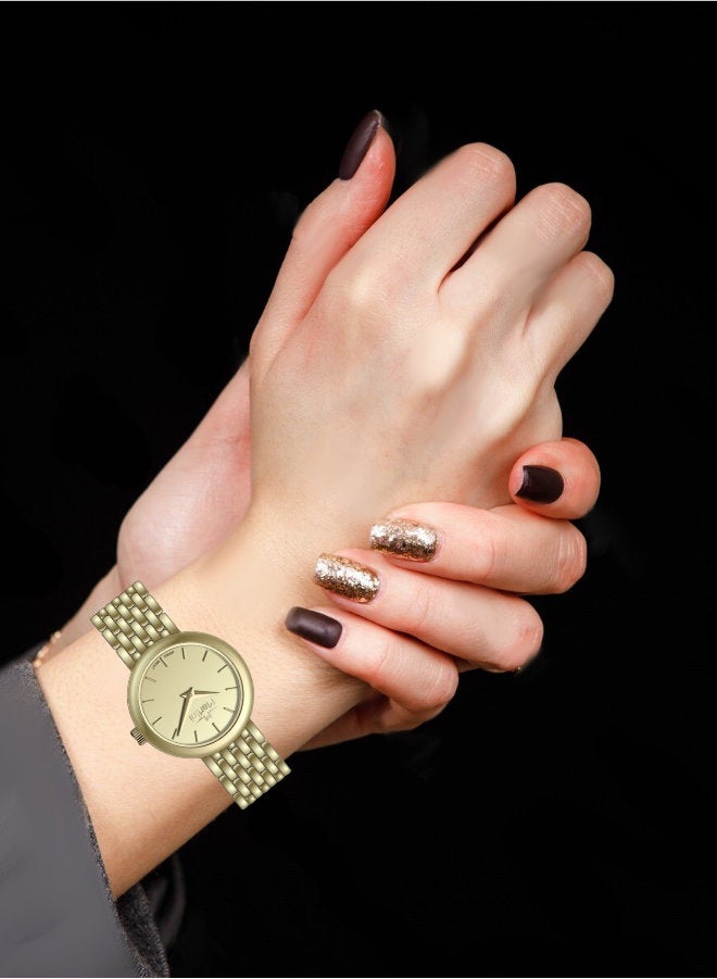 مارتيني ساعة مارتيني الأنيقة للنساء بتصميم عصري مينا ذهبية وسوار من الفولاذ المقاوم للصدأ مقاومة للماء مثالية للإطلالات الكاجوال والرسمية - Image 2