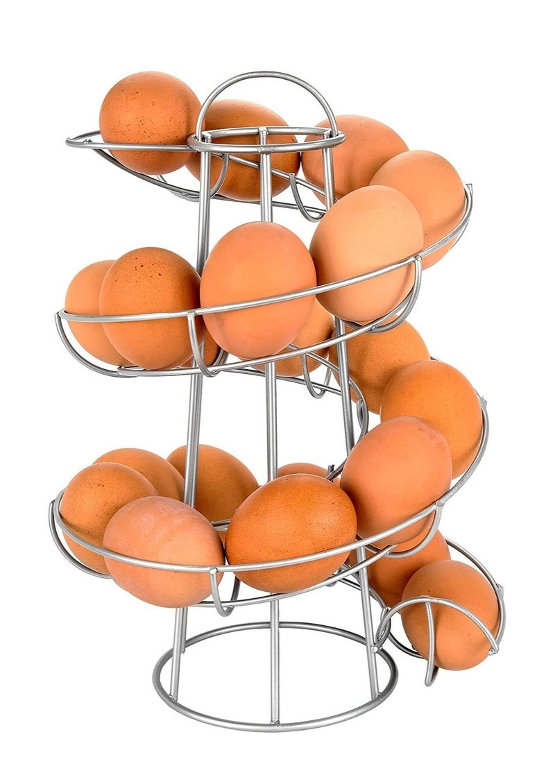 Southern Homewares Egg Skelter Deluxe Modern Spiraling Dispenser Rack Silver  - Image 1