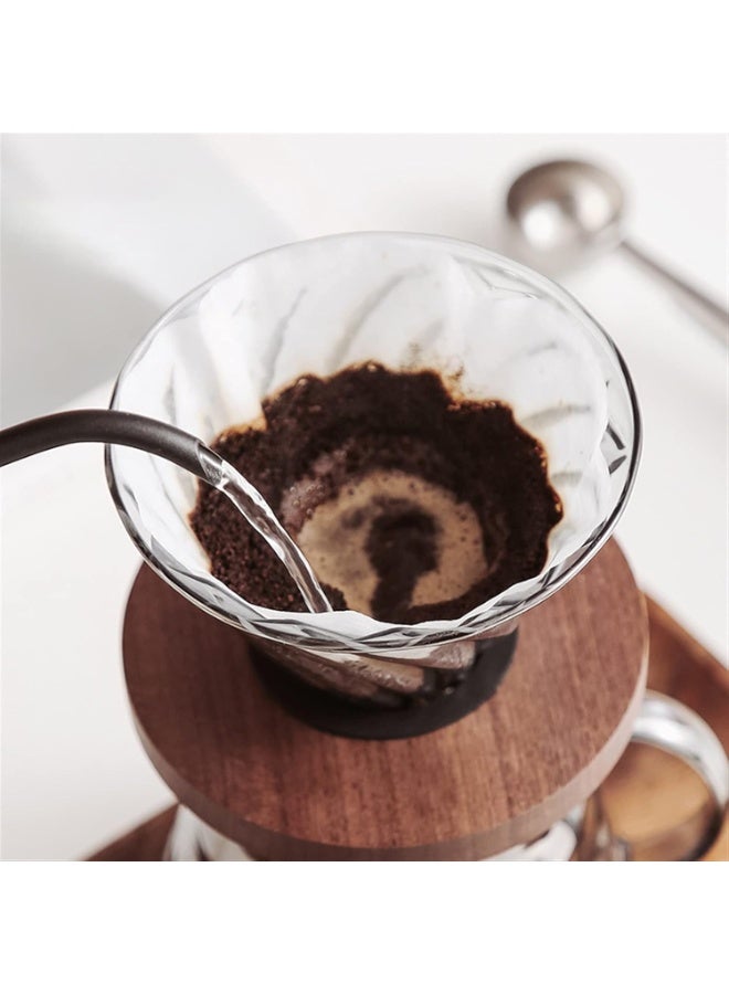 مجموعة تحضير القهوة الزجاجية V60 بسعة 600 مل حجم 02 مع قاعدة خشبية و40 فلتر ورقي، أدوات مثالية للقهوة المقطرة في المنزل والمكتب – رمادي - Image 5