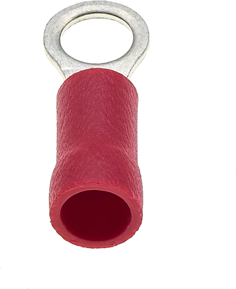 Keple Ring Crimp Terminal - Pack of 100, Red, 4mm, 25A, 22-16 AWG - Heat Shrink Ring Connectors, Tinned Copper Connectors, Insulated Ring Wire Terminals - Image 3