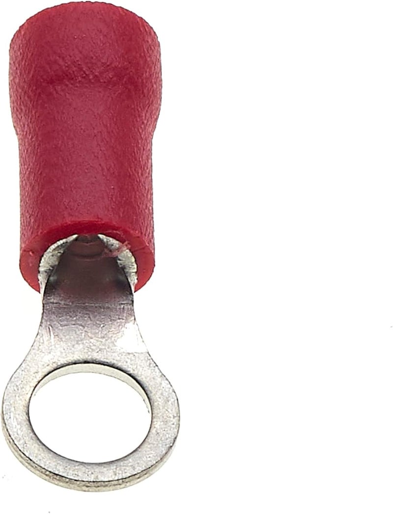 Keple Ring Crimp Terminal - Pack of 100, Red, 4mm, 25A, 22-16 AWG - Heat Shrink Ring Connectors, Tinned Copper Connectors, Insulated Ring Wire Terminals - Image 2