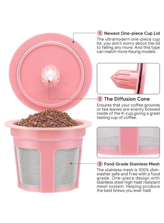 Pink Reusable K Cup Capsules 6 Pack Compatible With Keurig 1.0 2.0 Coffee Makers - Image 4