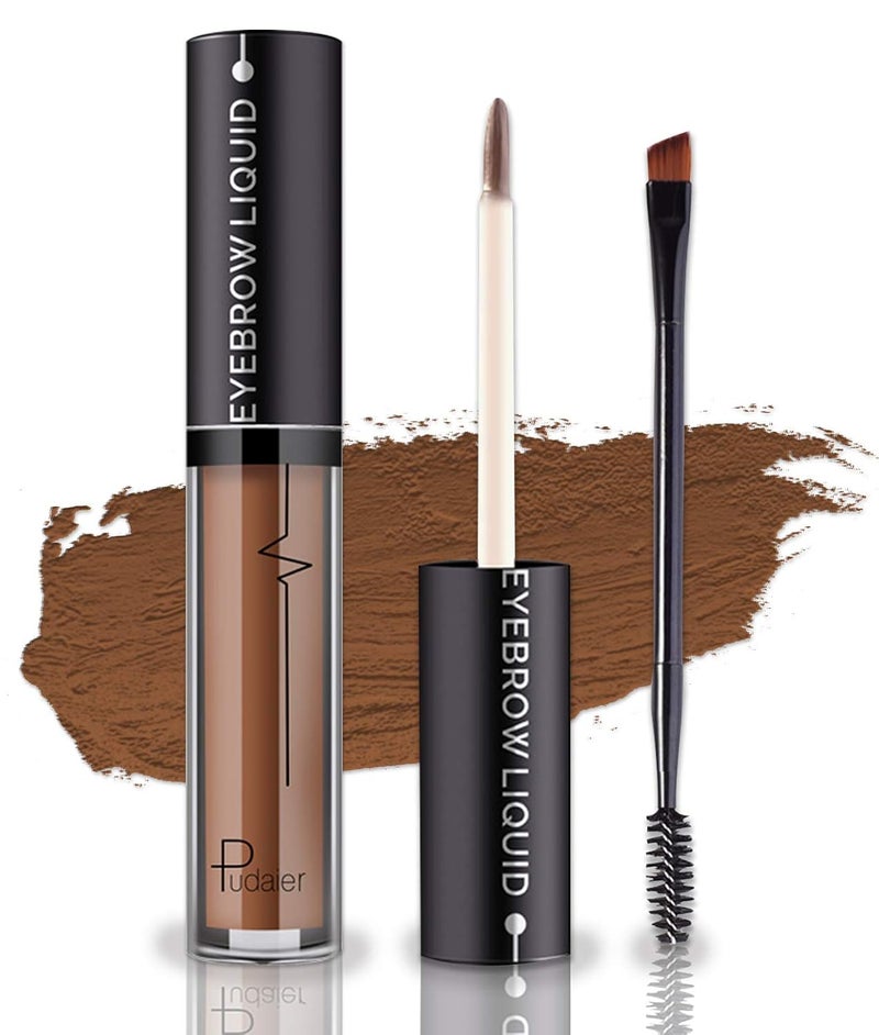 Waterproof Eyebrow Gel - Dark Brown Tinted Mascara Makeup for Natural-Looking Brows, Long-Lasting Smudge-Proof Formula with Brow Shaper and Mascara Primer Brush Wand Kit