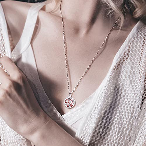INFUSEU Sakura Tree Aromatherapy Necklace, Essential Oils Diffuser Locket Pendant with 7 PCS Lava Rock Stones and 24" Link Chain - Image 4