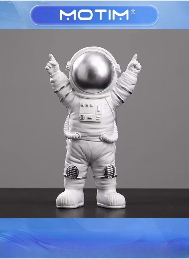 موتيم ديكور غرفة رائد فضاء أو ديكور سيارة، منحوتة من الراتنج لديكور المنزل ديكور رف كتب حديث حامل تلفاز ديكور غرفة نوم مكتب زينة سطح المكتب - فضي - Image 4