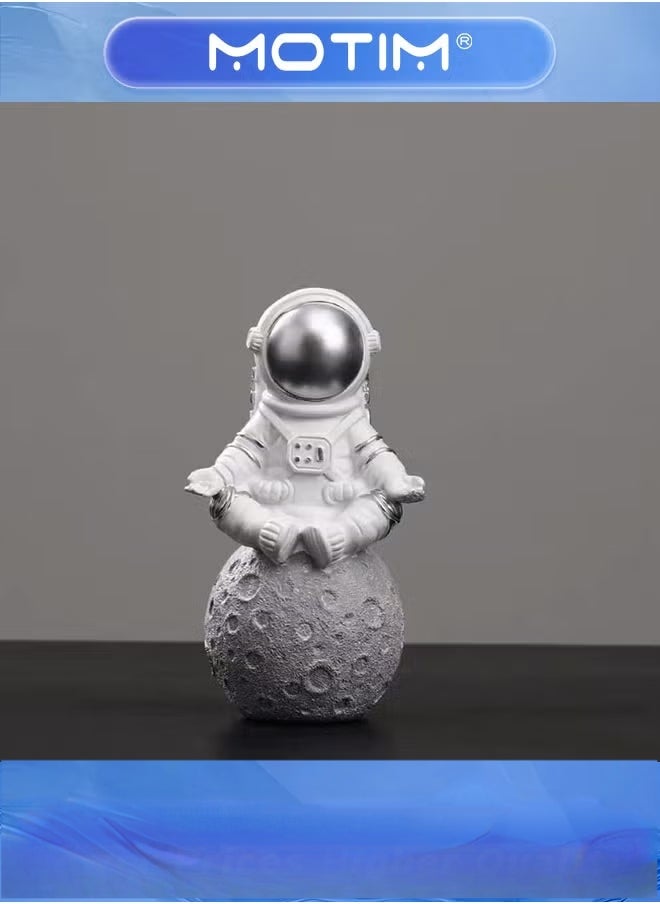 موتيم ديكور غرفة رائد فضاء أو ديكور سيارة، منحوتة من الراتنج لديكور المنزل ديكور رف كتب حديث حامل تلفاز ديكور غرفة نوم مكتب زينة سطح المكتب - فضي - Image 5