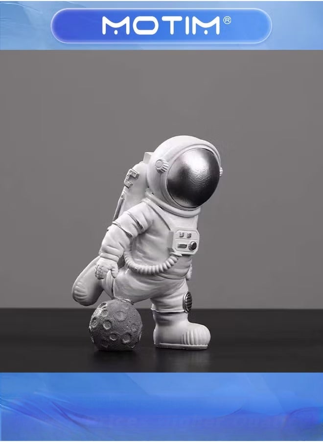 موتيم ديكور غرفة رائد فضاء أو ديكور سيارة، منحوتة من الراتنج لديكور المنزل ديكور رف كتب حديث حامل تلفاز ديكور غرفة نوم مكتب زينة سطح المكتب - فضي - Image 3