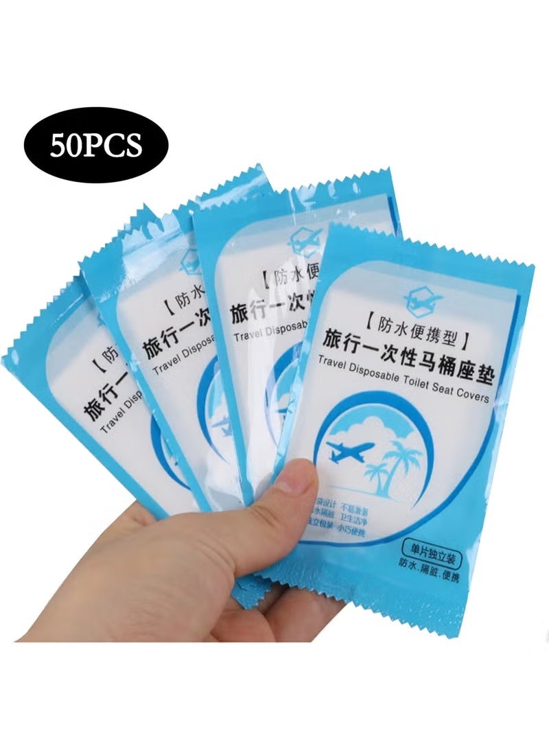 Waterproof disposable toilet seat covers (50 pieces) – Individually wrapped plastic bathroom seat covers for children, pregnant women, and travel - Image 2