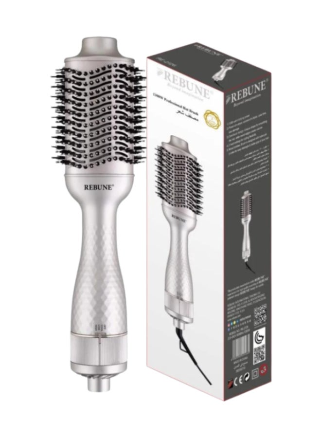 REBUNE Original 1300 Watts Hair Dryer Brush 3 In 1 Hot Air Styler For Hair Drying Straightening Curling Tool silver - Image 1