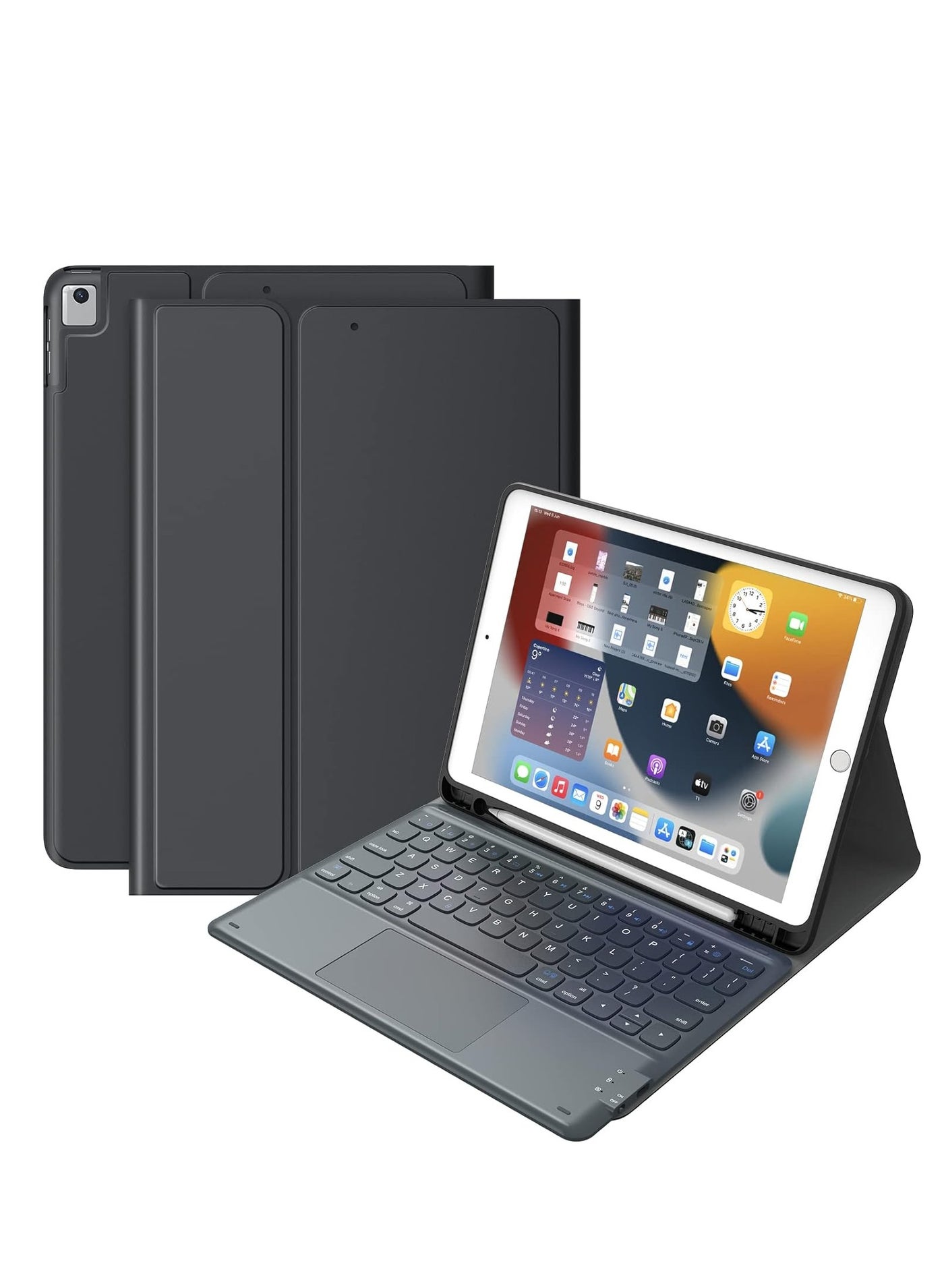 JAJEEK iPad 9th/8th/7th Generation 10.2 Inch Keyboard Case – Detachable Wireless Keyboard with Smart Touchpad, Flip Stand, and Pencil Holder, Full Protection for iPad, Perfect for Work, Study & Travel