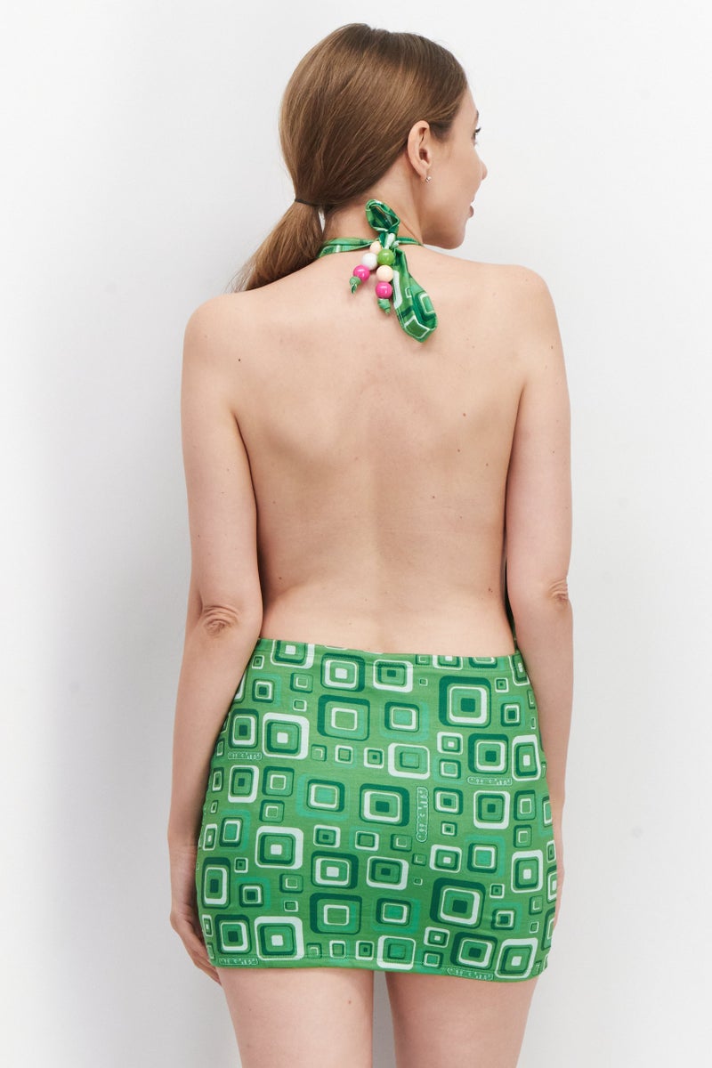 Omighty Women Allover Print Bodycon Dress, Green - Image 3