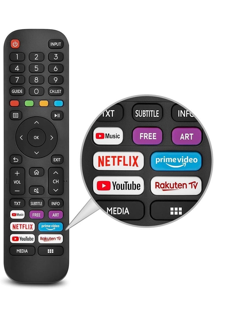 PopZa New Replacement Remote Control,Universal Remote Control Compatible with Hisense-VIDAA-TV-Remote,Upgraded Infrared Remote Control EN2G30H,with Netflix, Prime Video, Heavy Duty - Image 1