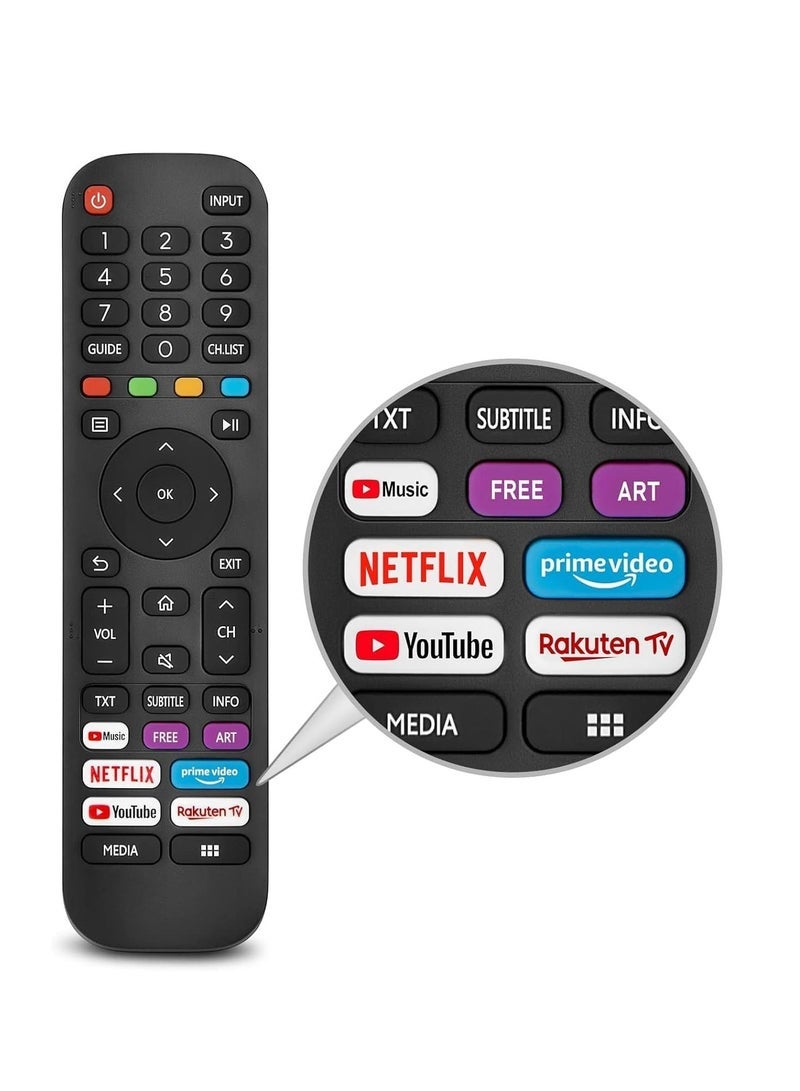 PopZa New Replacement Remote Control,Universal Remote Control Compatible with Hisense-VIDAA-TV-Remote,Upgraded Infrared Remote Control EN2G30H,with Netflix, Prime Video, Heavy Duty - Image 2