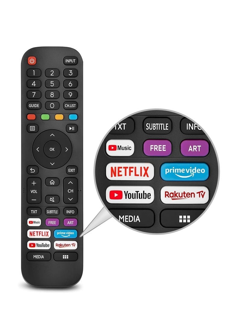 PopZa New Replacement Remote Control,Universal Remote Control Compatible with Hisense-VIDAA-TV-Remote,Upgraded Infrared Remote Control EN2G30H,with Netflix, Prime Video, Heavy Duty - Image 3