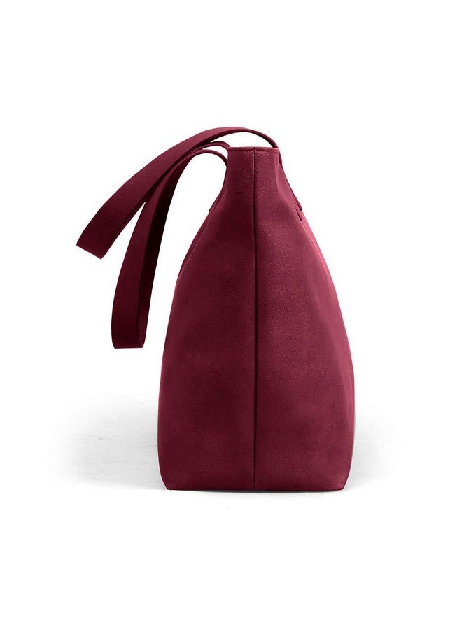 DailyObjects Women's Latest Tote Bag | Spacious, Stylish, Sturdy Vegan Leather Handbag with Zip closure and Laptop Compatibility | Handcrafted Ladies Shoulder Purse For Daily & Office Use Burgundy - Image 5