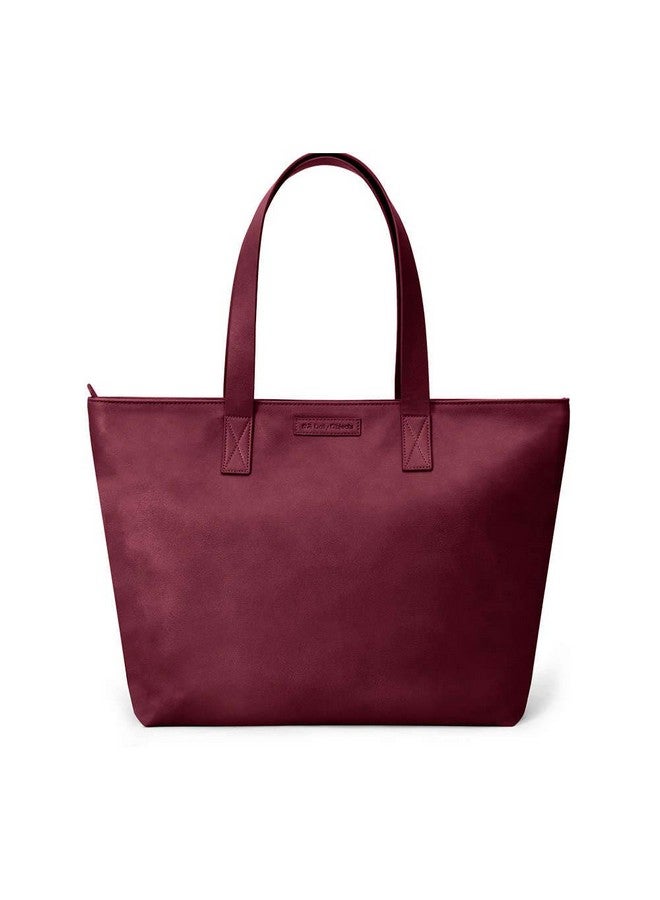 DailyObjects Women's Latest Tote Bag | Spacious, Stylish, Sturdy Vegan Leather Handbag with Zip closure and Laptop Compatibility | Handcrafted Ladies Shoulder Purse For Daily & Office Use Burgundy - Image 1
