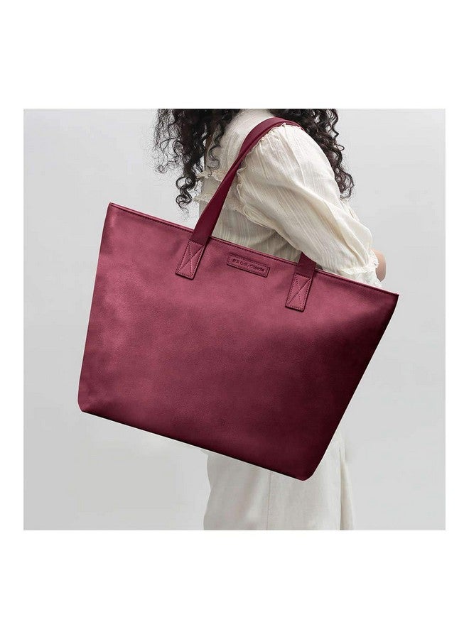 DailyObjects Women's Latest Tote Bag | Spacious, Stylish, Sturdy Vegan Leather Handbag with Zip closure and Laptop Compatibility | Handcrafted Ladies Shoulder Purse For Daily & Office Use Burgundy - Image 3