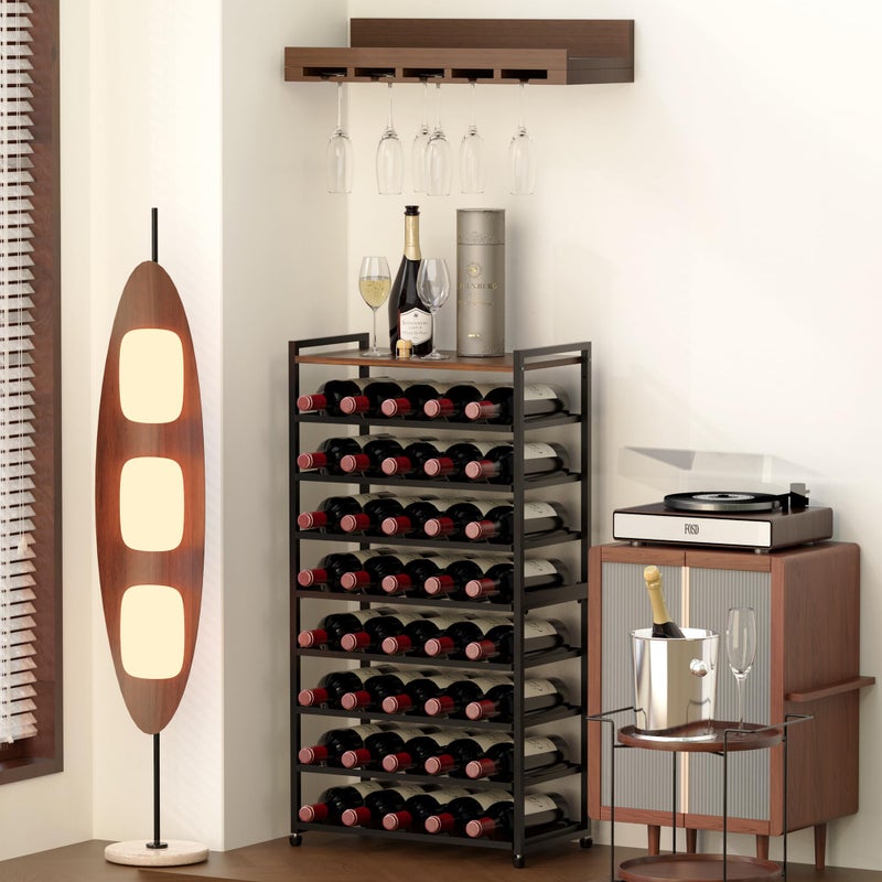 Alytree 40 Bottle Wine Rack Freestanding Floor, 8-Tier Wine Storage Racks with Table Top, Detachable Wine Bottle Holder, Bar Stand Display Shelf for Kitchen, Bar, 18" L x 9.3" W x 33" H - Image 3